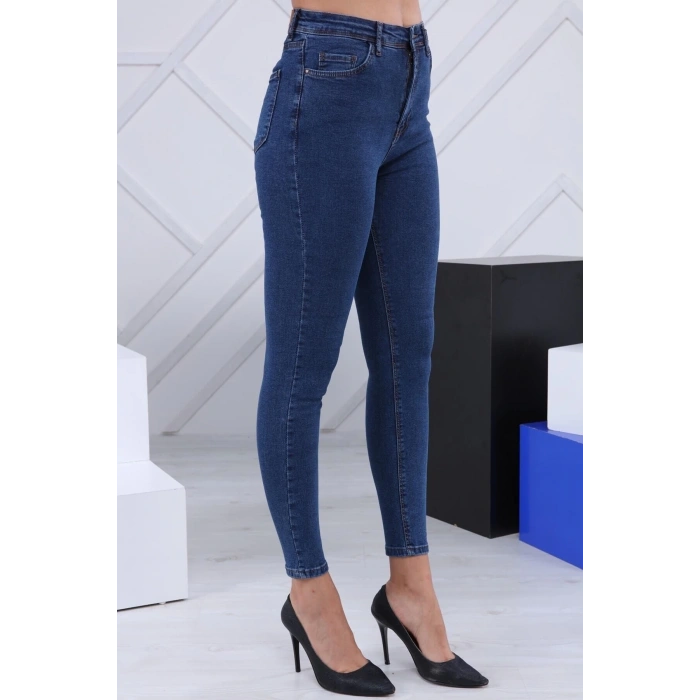 Kadın Lacivert Cepli Yüksekbel Jean