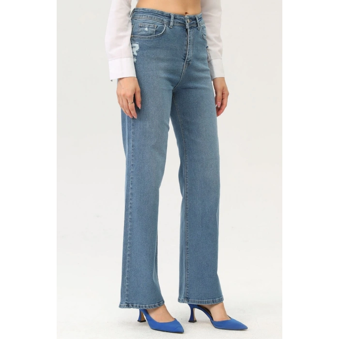 Kadın Palazzo Taşlanmış Jean