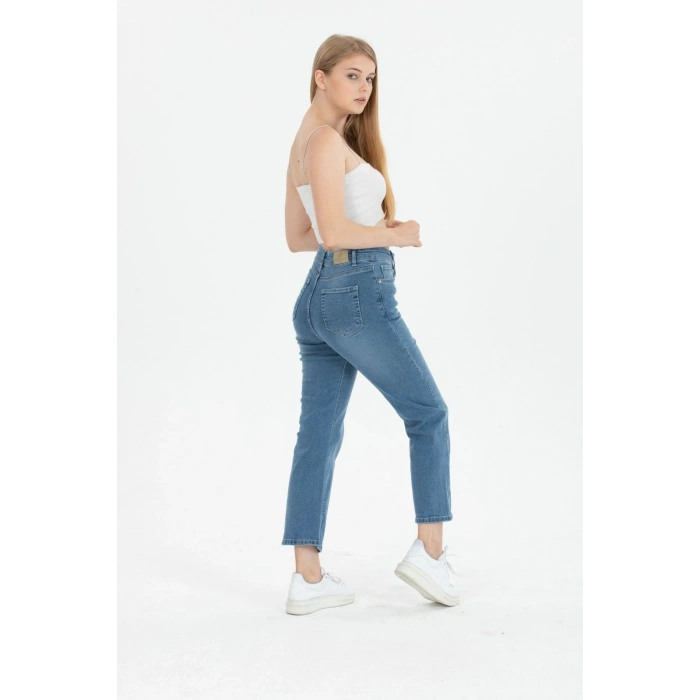 Kadın Slim Fit Palazzo Jeans Yüksek Bel Orta Boy Geniş Paça