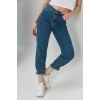 Paça Lastik Detay Püsküllü Mom Jean Lacivert