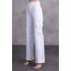 Kadın Beyaz Kargo Cepli Yüksek Bel Palazzo Jean