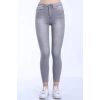 Kadın Gri Likralı Yüksek Bel Skinny Jean