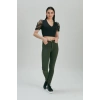 Kadın Skinny Fit Yüksek Bel Jeans Haki Likralı
