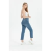 Kadın Slim Fit Palazzo Jeans Yüksek Bel Orta Boy Geniş Paça