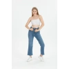 Kadın Slim Fit Palazzo Jeans Yüksek Bel Orta Boy Geniş Paça