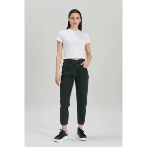 Kadın Siyah Yüksek Bel Mom Jeans