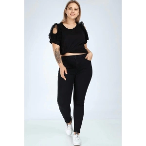 Kadın Büyük Beden Tırnak Detay Skinny Jeans