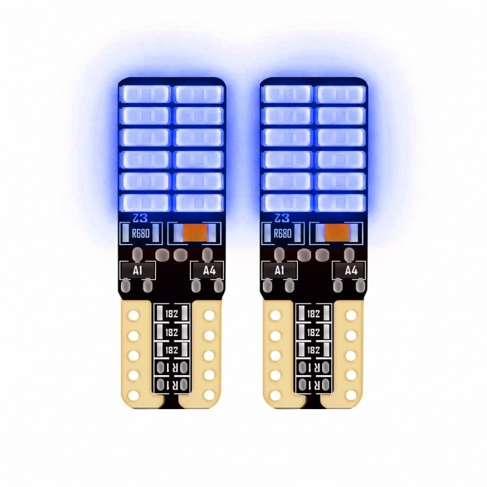 24 Ledli Dipsiz T10 Park Ampulü Mavi Işık (2 Adet) 24 Volt