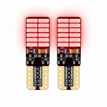 24 Ledli Dipsiz T10 Park Ampulü Kırmızı Işık (2 Adet) 24 Volt