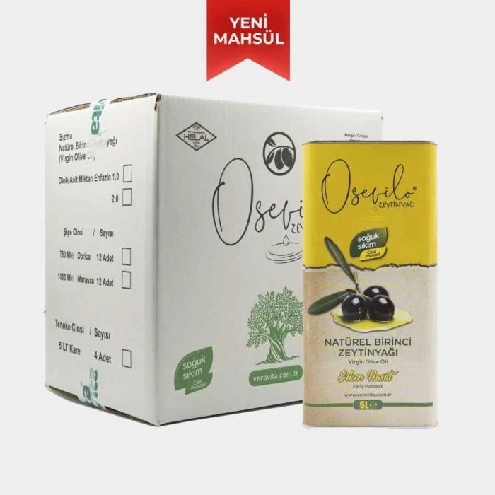 Osevilo Naturel Birinci Zeytinyağı - Soğuk Sıkım - Erken Hasat - Yeni Sezon - 2 Asit (5000ml)X4 ADET 1 KOLİ