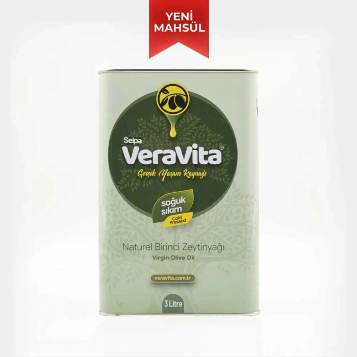 Selpa Veravita Naturel Birinci Zeytinyağı - Soğuk Sıkım - Erken Hasat - Yeni Sezon - 2 Asit (3000ml)