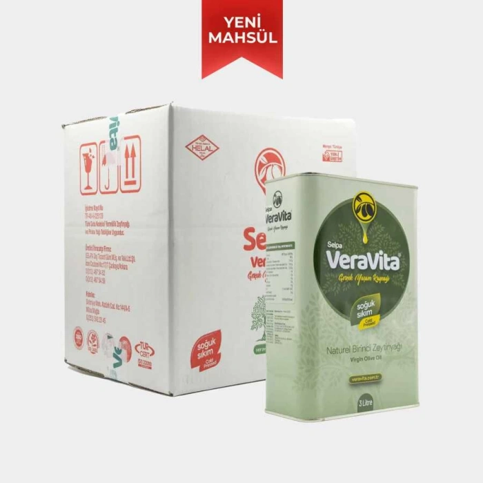 Selpa Veravita Naturel Birinci Zeytinyağı - Soğuk Sıkım - Erken Hasat - Yeni Sezon - 2 Asit (3000ml)x5 ADET 1 KOLİ