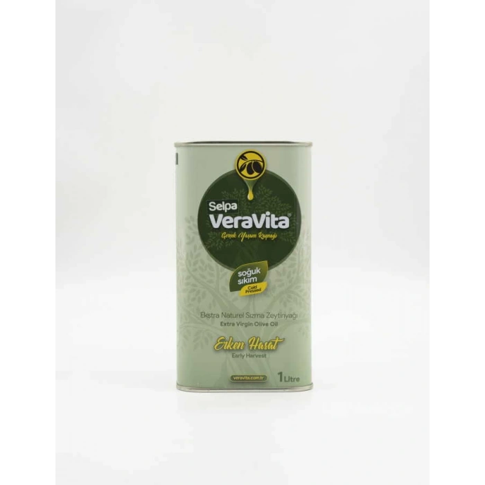 Selpa Veravita Naturel Sızma Zeytinyağı - Soğuk Sıkım - Erken Hasat - Yeni Sezon - 0,8 Asit (1000ml)