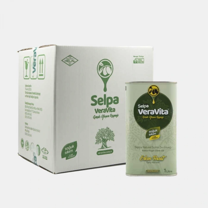 Selpa Veravita Naturel Sızma Zeytinyağı - Soğuk Sıkım - Erken Hasat - Yeni Sezon - 0,8 Asit (1000ml)x14 ADET 1 KOLİ