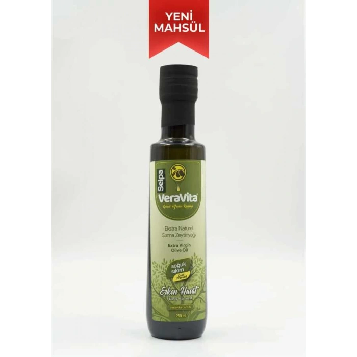 Selpa Veravita Naturel Sızma Zeytinyağı - Soğuk Sıkım - Yeni Sezon - Erken Hasat - 0,5 Asit (250ml)