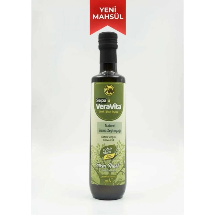 Selpa Veravita Naturel Sızma Zeytinyağı - Soğuk Sıkım - Yeni Sezon - Erken Hasat - 0,5 Asit (500ml)