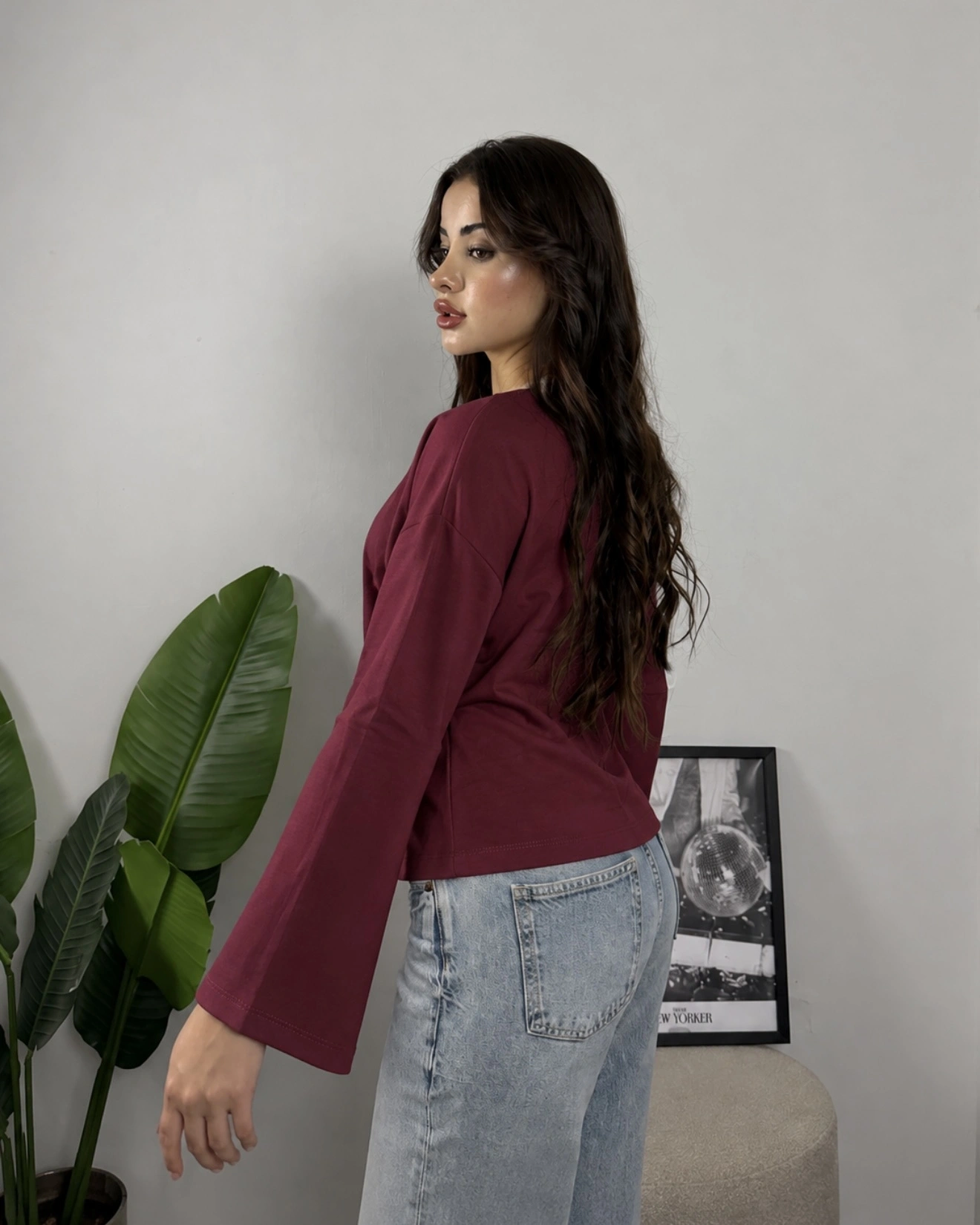 Massimo Orj Marka Bordo Oversize Sweatshirt