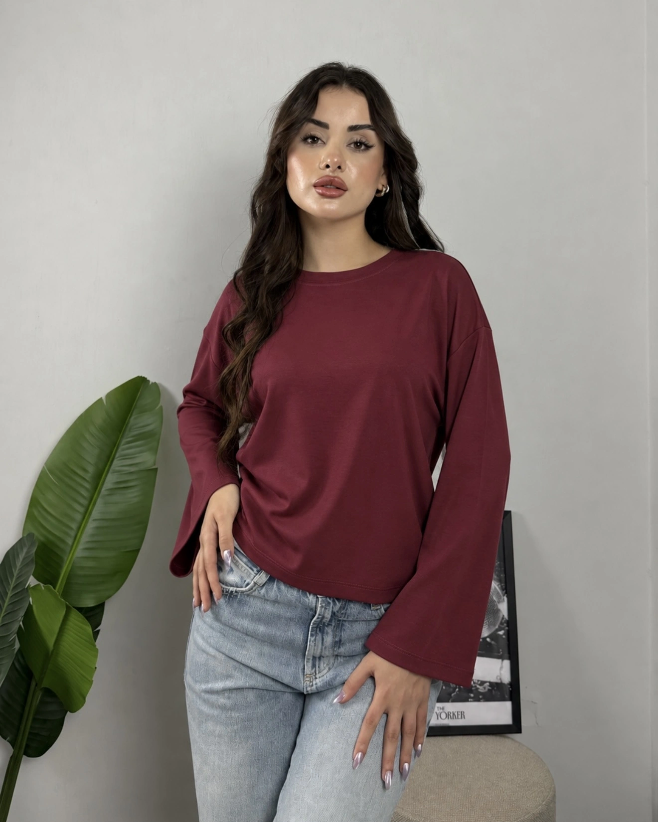Massimo Orj Marka Bordo Oversize Sweatshirt