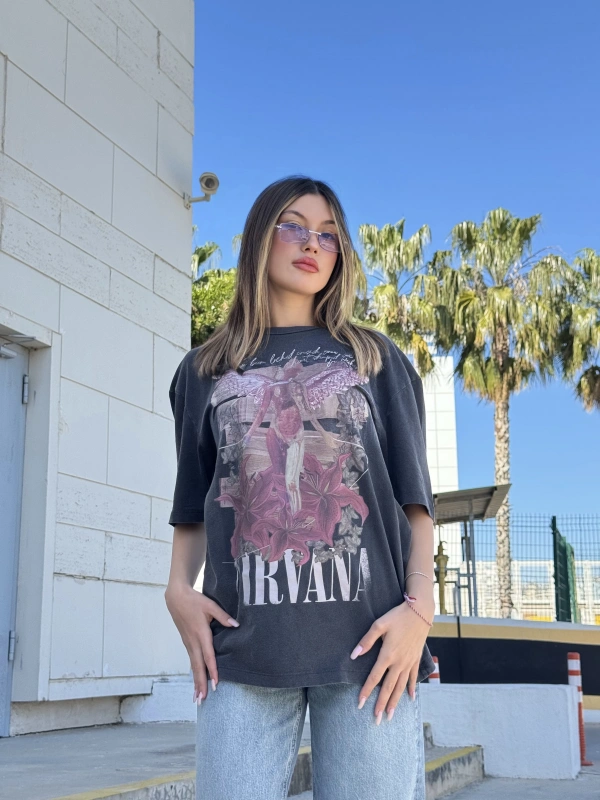 Yıkamalı Nirvana Unisex Tshirt