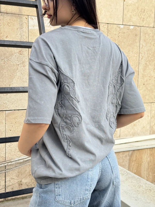 Supple Nakış Yıkamalı Unisex Oversize Tshirt