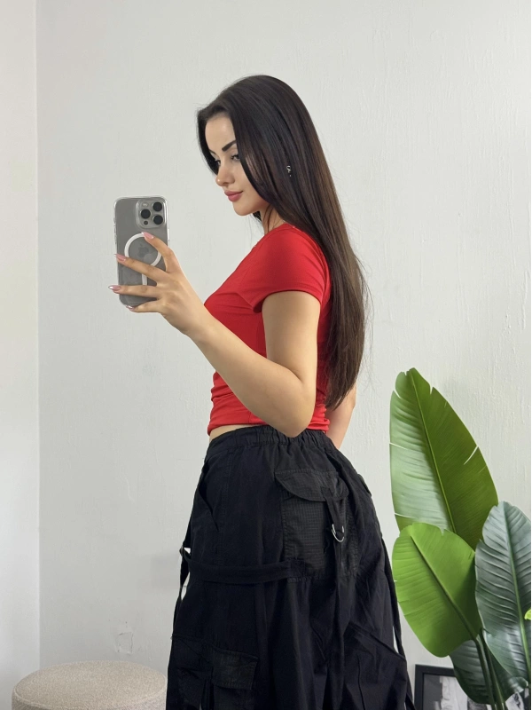 Drape Gold Tokalı Bluz Kırmızı