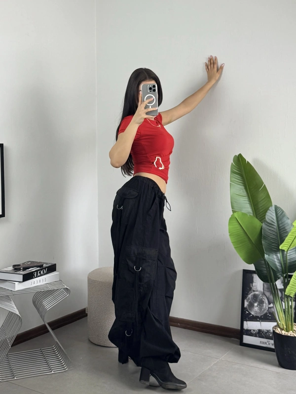 Drape Gold Tokalı Bluz Kırmızı