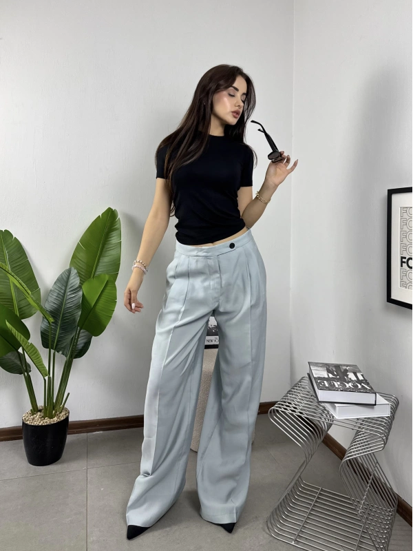 ZR Bebe Mavisi Dökümlü Kumaş Pantolon