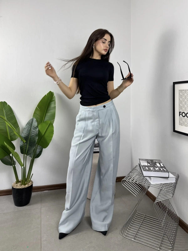 ZR Bebe Mavisi Dökümlü Kumaş Pantolon