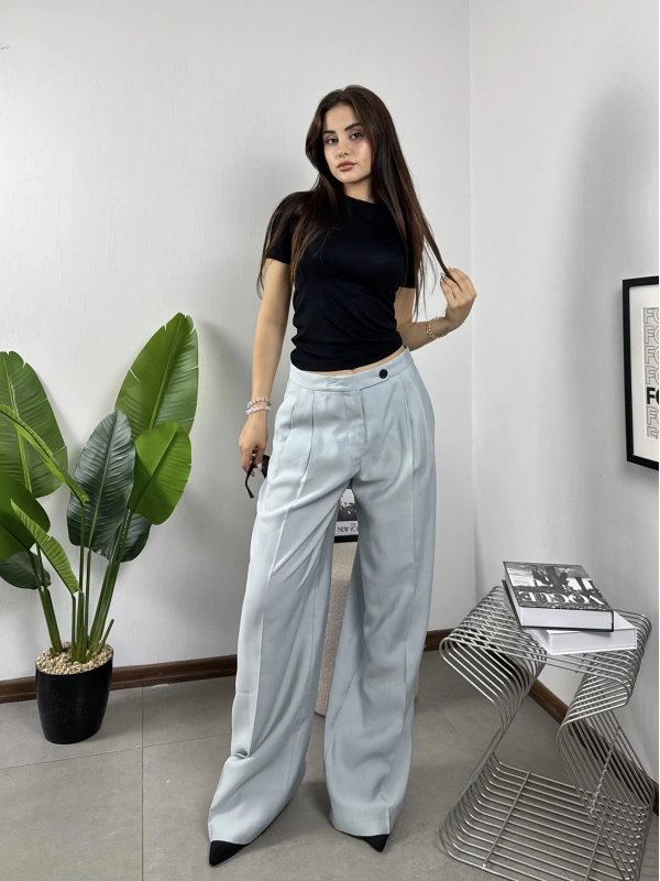 ZR Bebe Mavisi Dökümlü Kumaş Pantolon