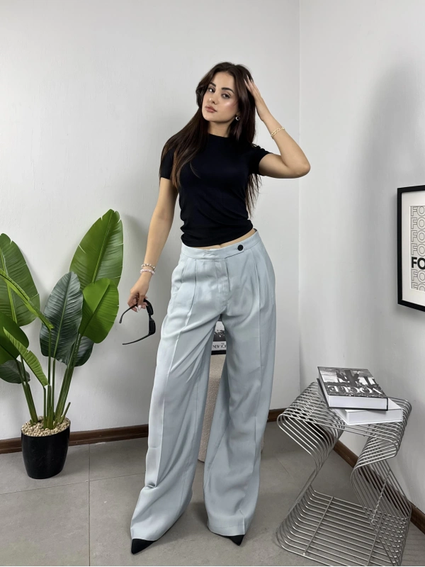 ZR Bebe Mavisi Dökümlü Kumaş Pantolon