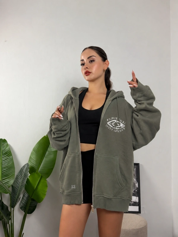 Soul Oversize Fermuarlı Hoodie Sweat Antrasit