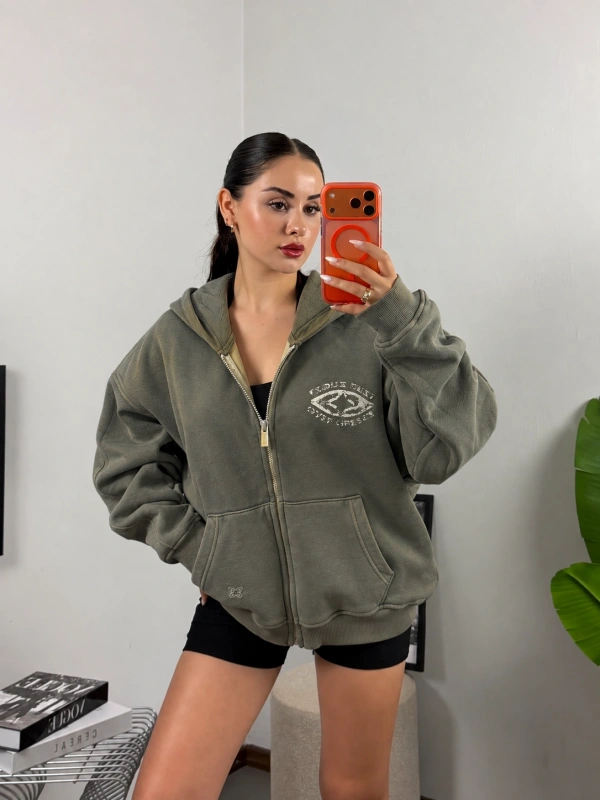 Soul Oversize Fermuarlı Hoodie Sweat Antrasit