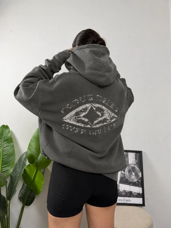 Soul Oversize Fermuarlı Hoodie Sweat Antrasit