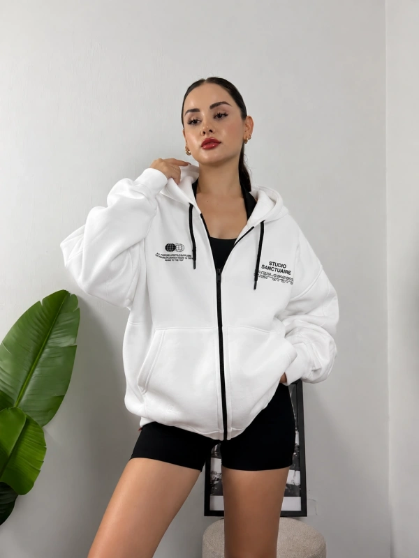 Studio Sanctuaire Oversize Fermuarlı Hoodie Sweat