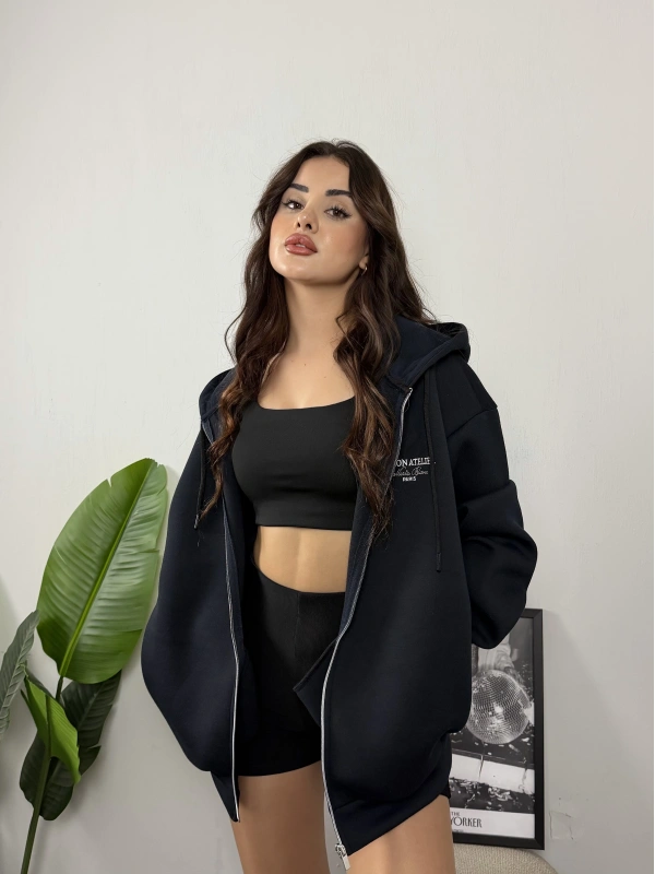 Maison Atelier Oversize Fermuarlı Hoodie Sweat