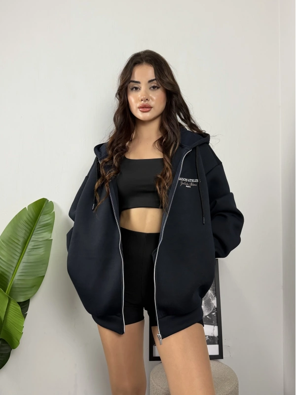 Maison Atelier Oversize Fermuarlı Hoodie Sweat