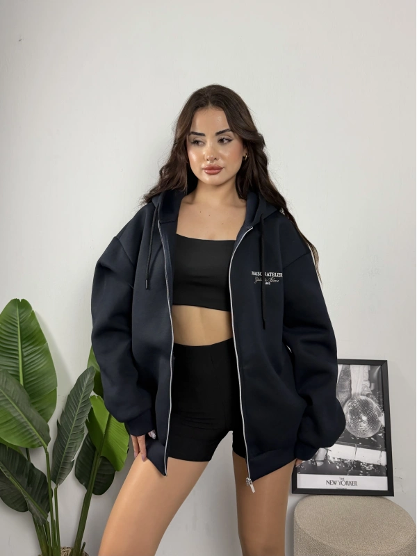 Maison Atelier Oversize Fermuarlı Hoodie Sweat