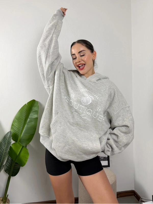 Boutique Gri Karmelanj Oversize Hoddie Sweat