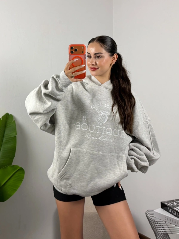 Boutique Gri Karmelanj Oversize Hoddie Sweat