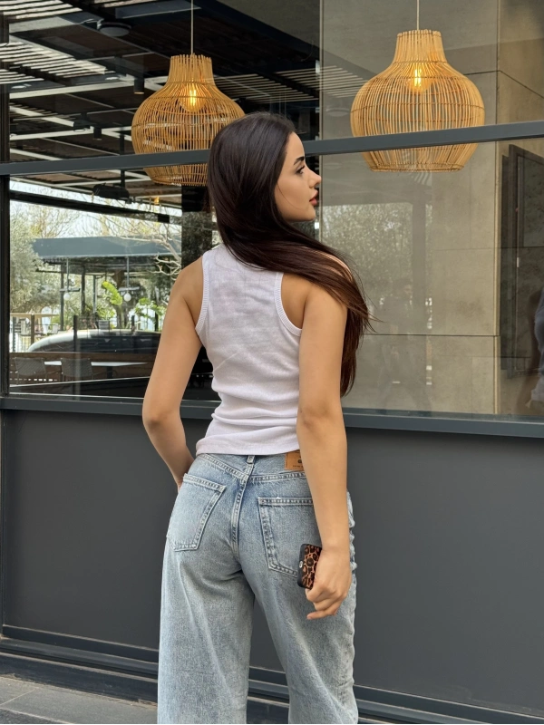 Brshk Beyaz Halter Croptop