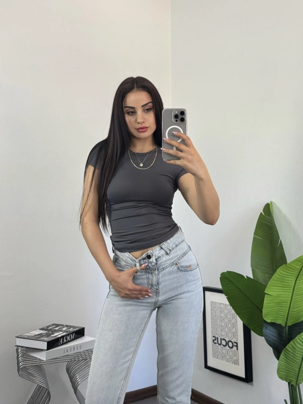 HM Orj Marka Basic Croptop Antrasit