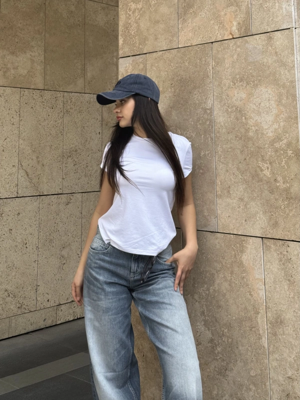 HM Orj Marka Basic Croptop Beyaz