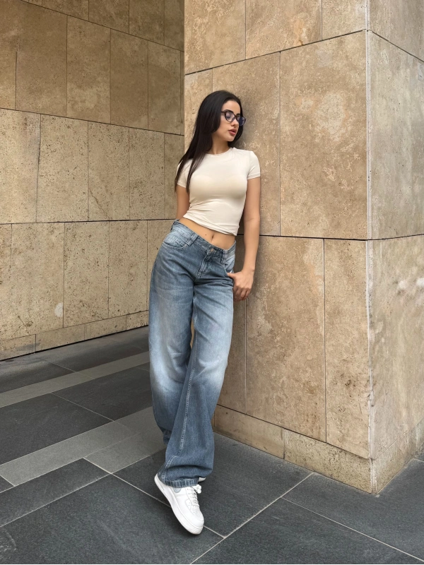 HM Orj Marka Basic Croptop Krem