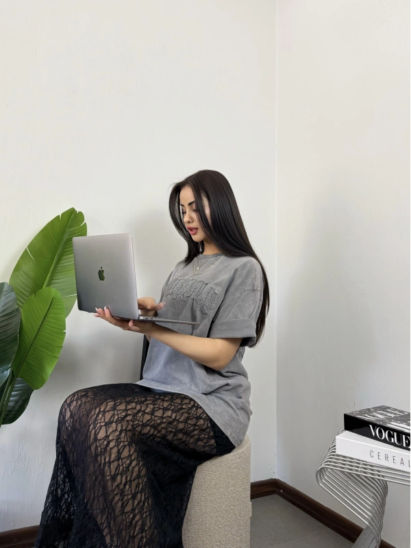 HM Orj Marka Transparan Dantelli Elbise