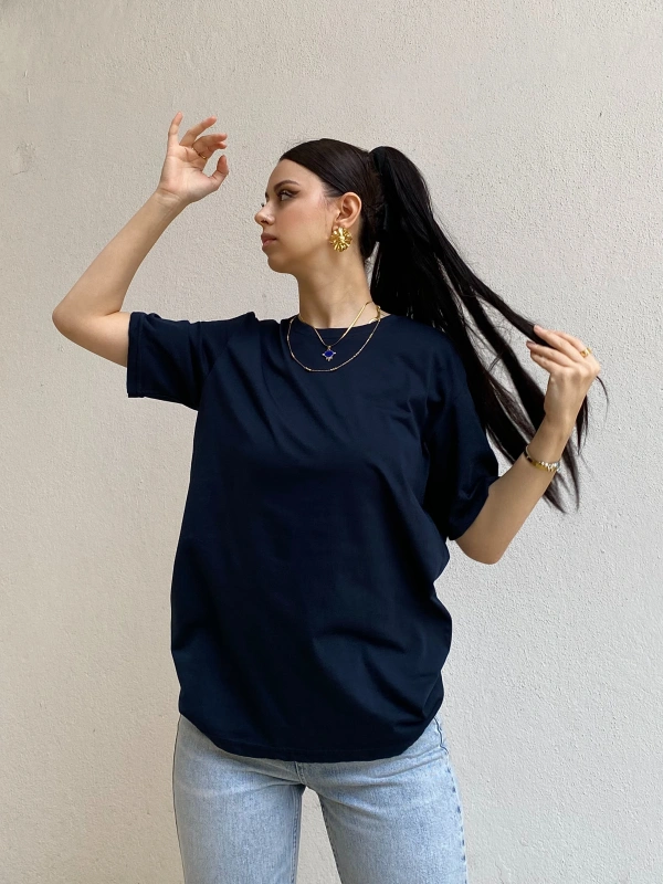 Koyu Lacivert ZR Orj.Marka Unisex Oversize Tshirt