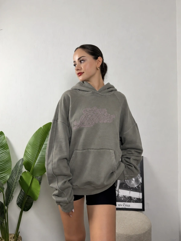 Low Lights Script Oversize Hoodie Sweat