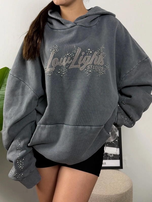 Low Lights Studios Zımbalı Oversize Hoddie Sweat