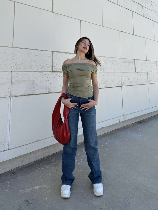 Minimal Chic Haki Bluz