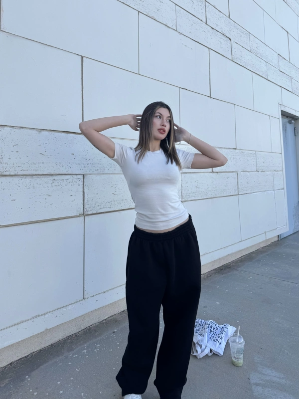 Oysho Krem Slim Fit Basic Crop