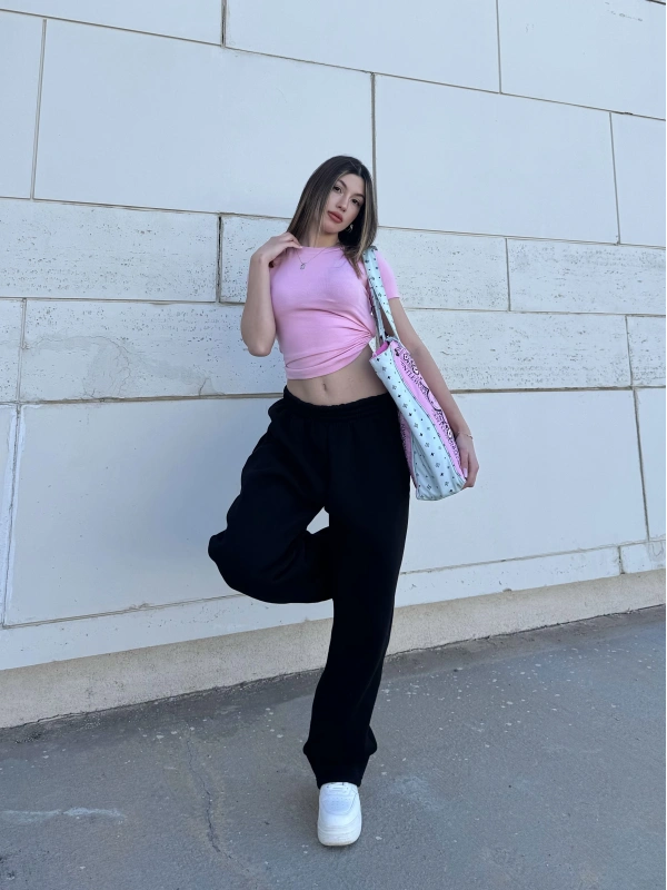 Oysho Pembe Slim Fit Basic Crop